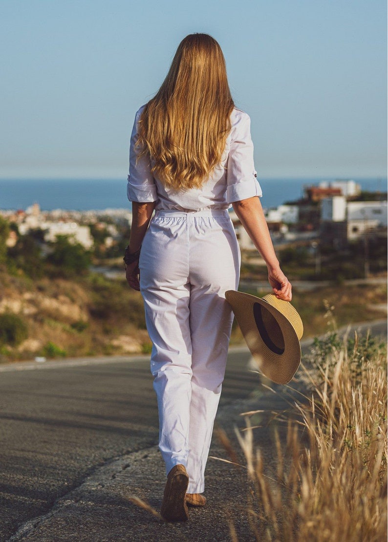 White Cotton Jumpsuit