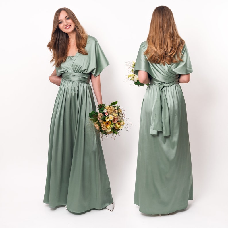 Infinity Dress Sage Green Silk Dress Bridesmaid Dress Silk Etsy