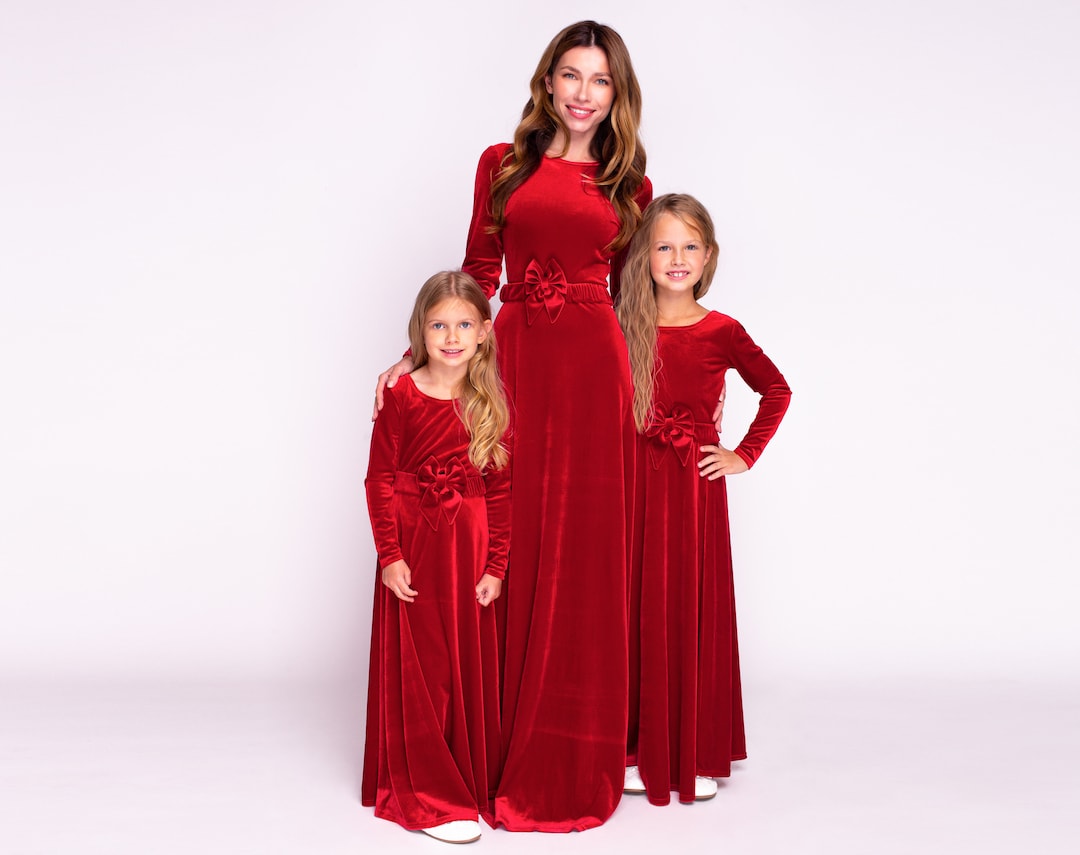 Velvet Dress Dress Like Mommy Reviews Mommy And Me Matching Red Velvet Long Dresses  Christmas Outfit