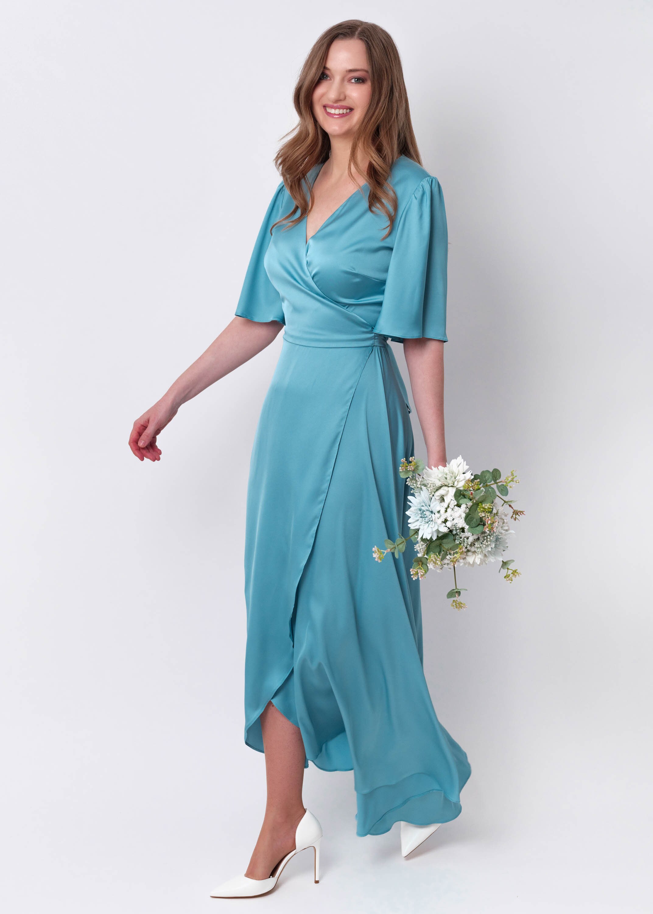 silk wrap dresses for women Silk Wrap Slip Maxi Dress