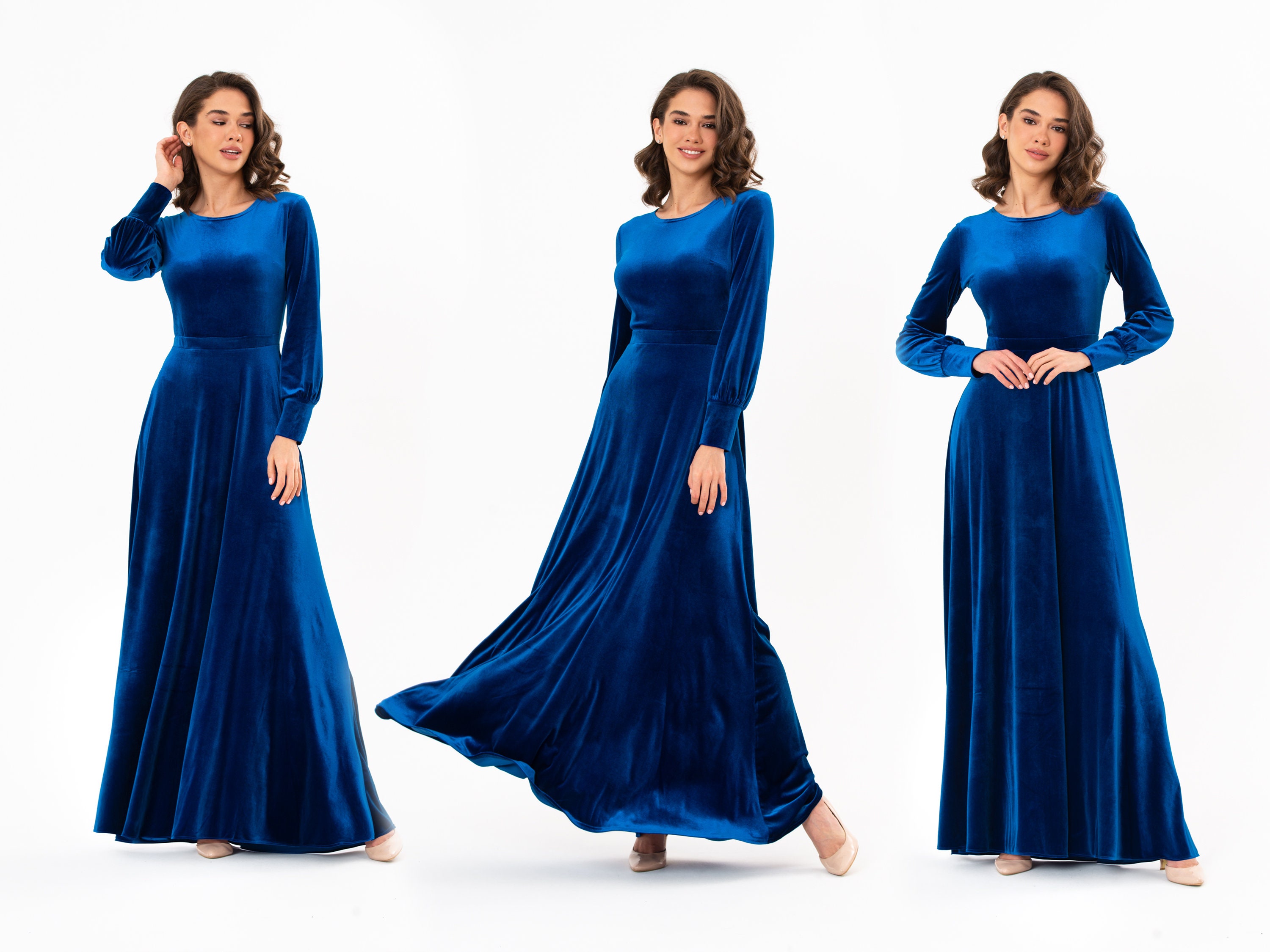 Royal Blue Velvet Dress -  Canada