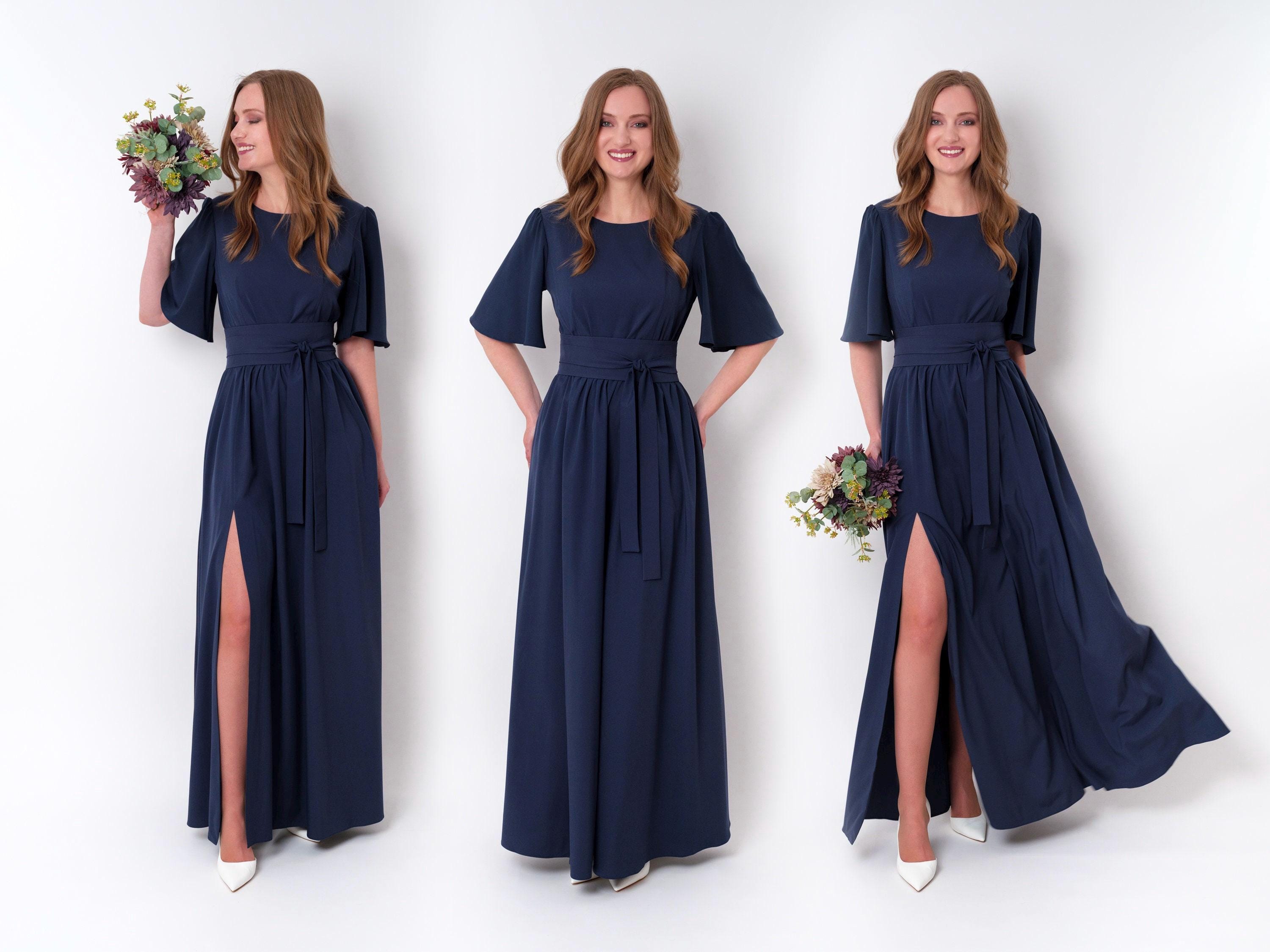 navy dress blue belt Navy Blue Satin Belt Navy Bridesmaid Satin Sash Wedding Dress Belt for Bride