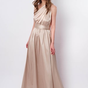 Infinity Kleid oder Overall,Champagnerbeige Seidenkleid,Brautjungfer Kleid,Seidenkleid,Wickelkleid,Cabrio Kleid,Multiway Kleid,plus Größe Bild 8