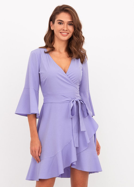Light Purple Wrap Around Dress Short ...