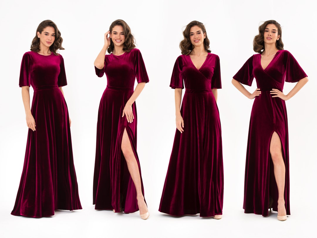 30226 Plum Accessorised Draped Slit Dress