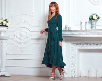 dark green grad dress