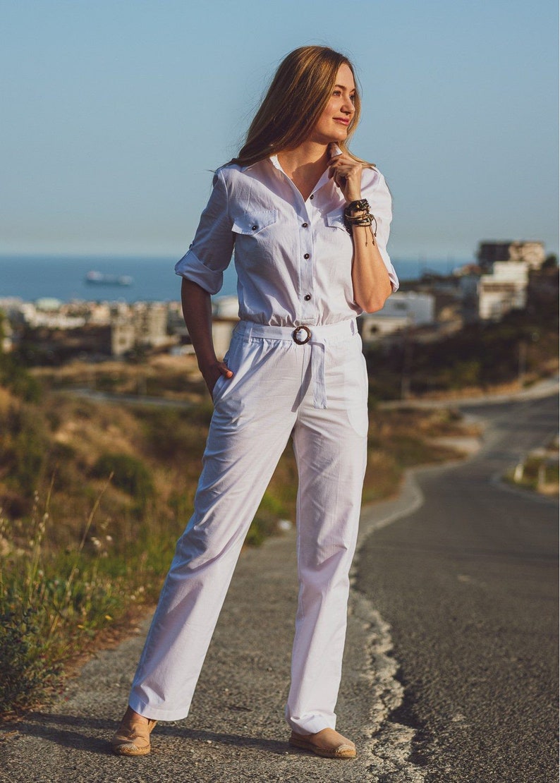 White Cotton Jumpsuit