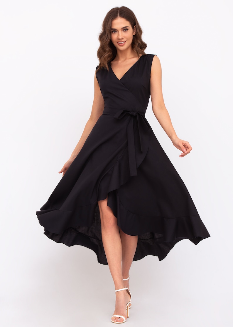 Cc Linen Wrap Dress Black main image 1
