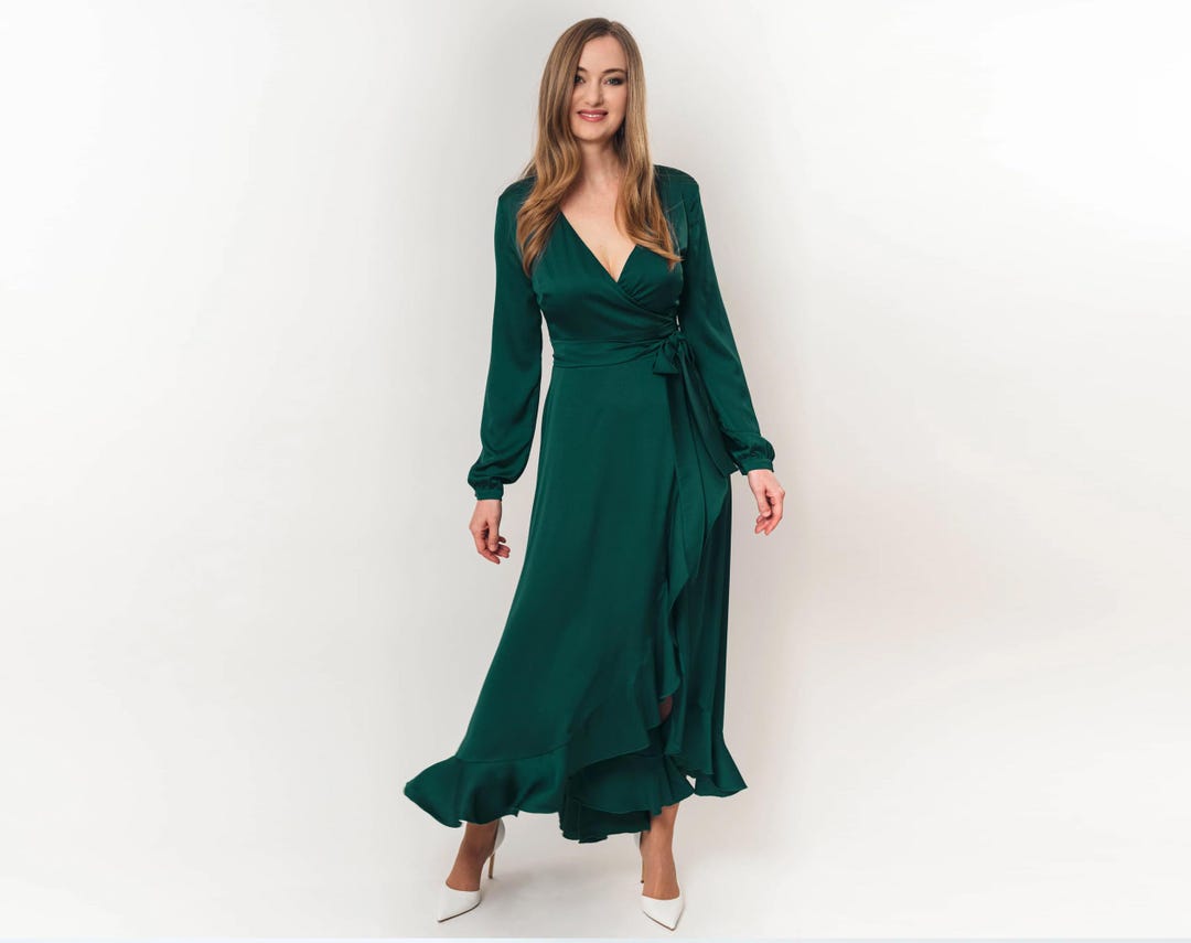 Green Two Piece Viscose-Silk Dress