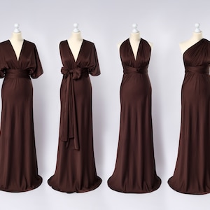 Infinity dress, chocolate brown silk dress, bridesmaid dress, silk dress, multi wrap dress, convertible dress, multiway dress, long dress