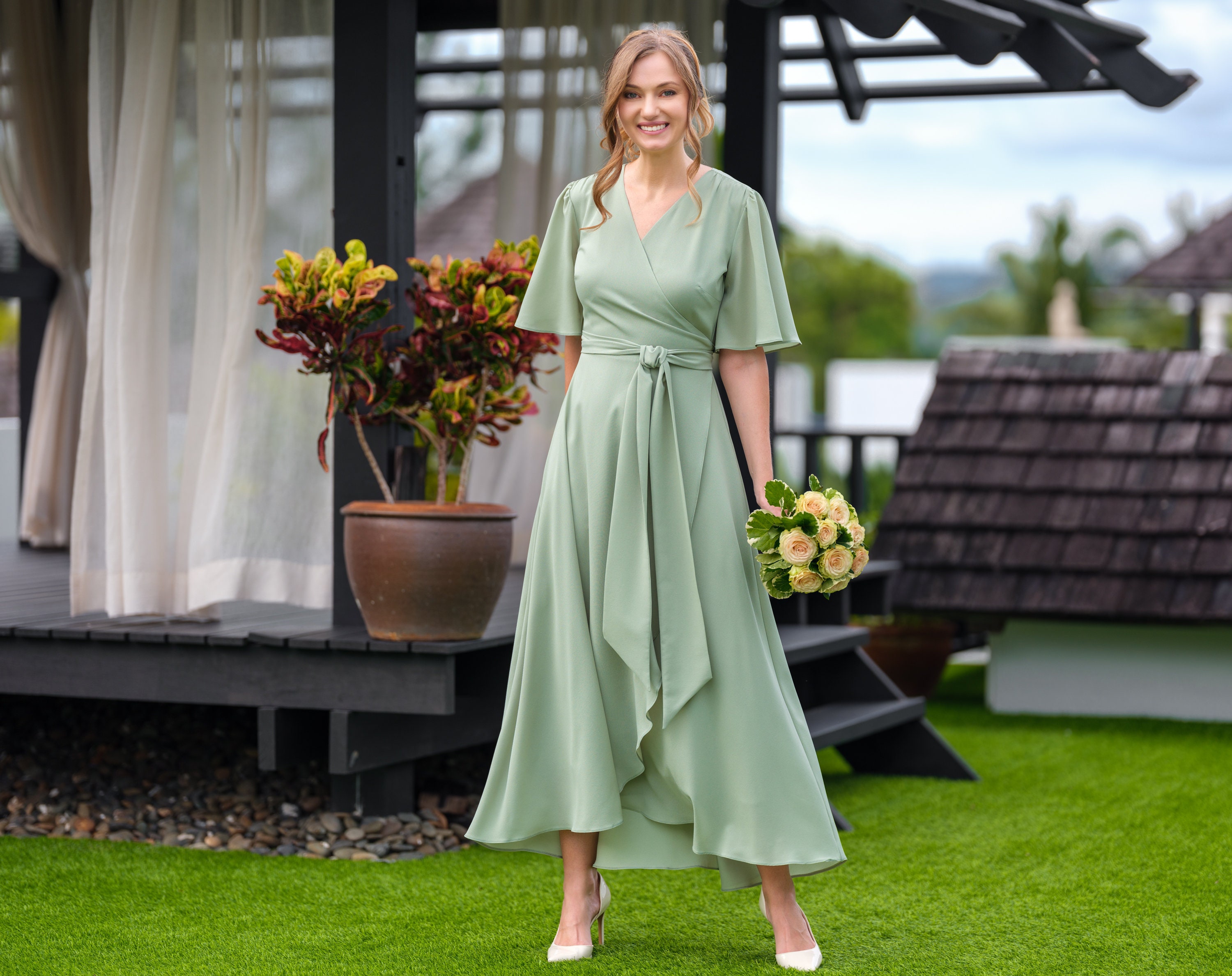 sachin and babi light blue dress Long Sleeve Chiffon Maxi Dress