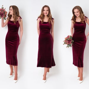 Plum burgundy slip velvet bodycon dress, bridesmaid velvet dress, wedding guest dress, velvet pencil dress, cocktails slip dress