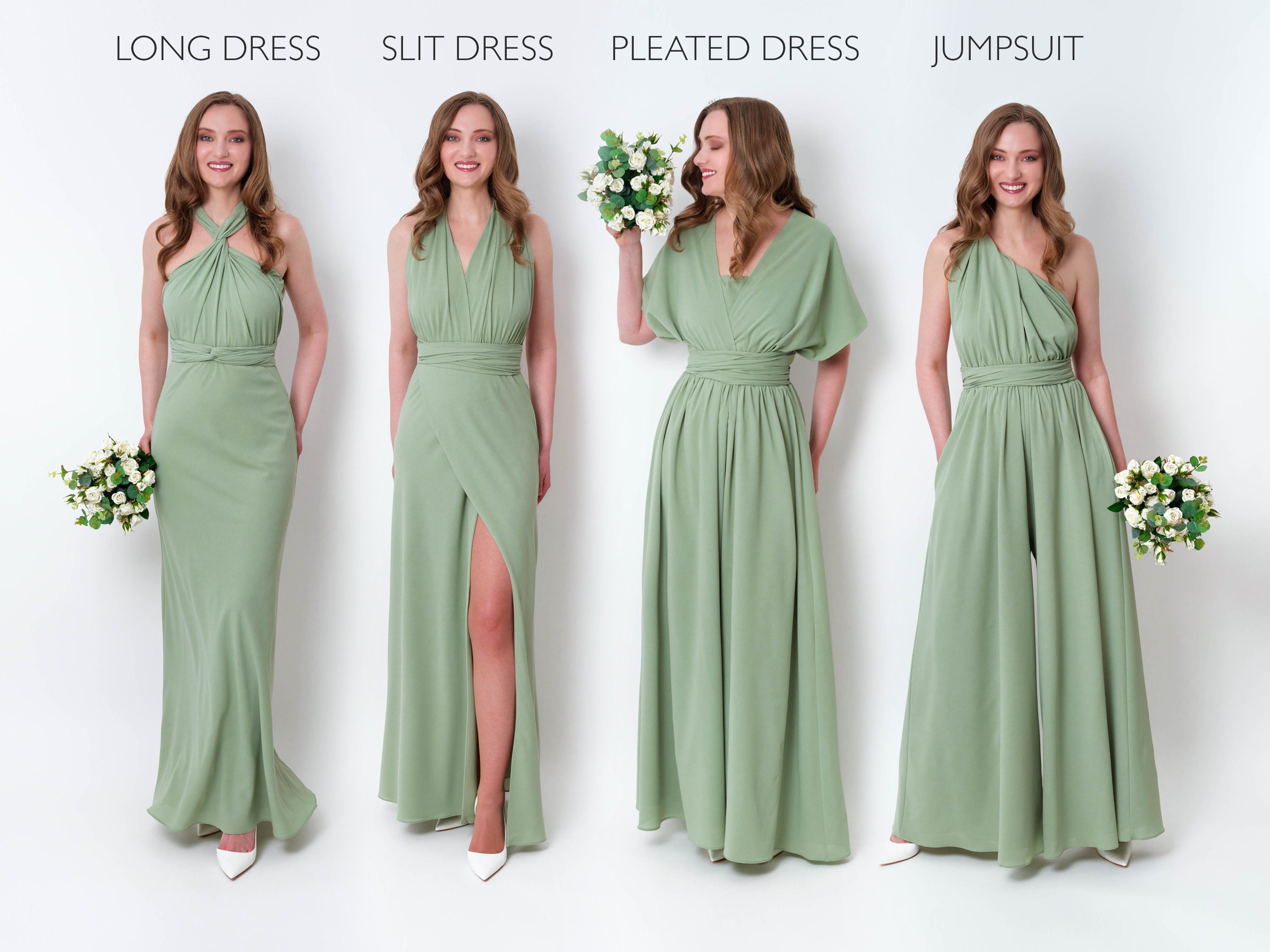 green emerald velvet dress Florence Waterfall Wrap Dress in Olive Green Satin