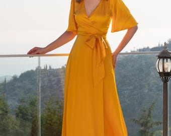 puff long sleeve dress white Oleana Puffed-Sleeve Maxi Dress