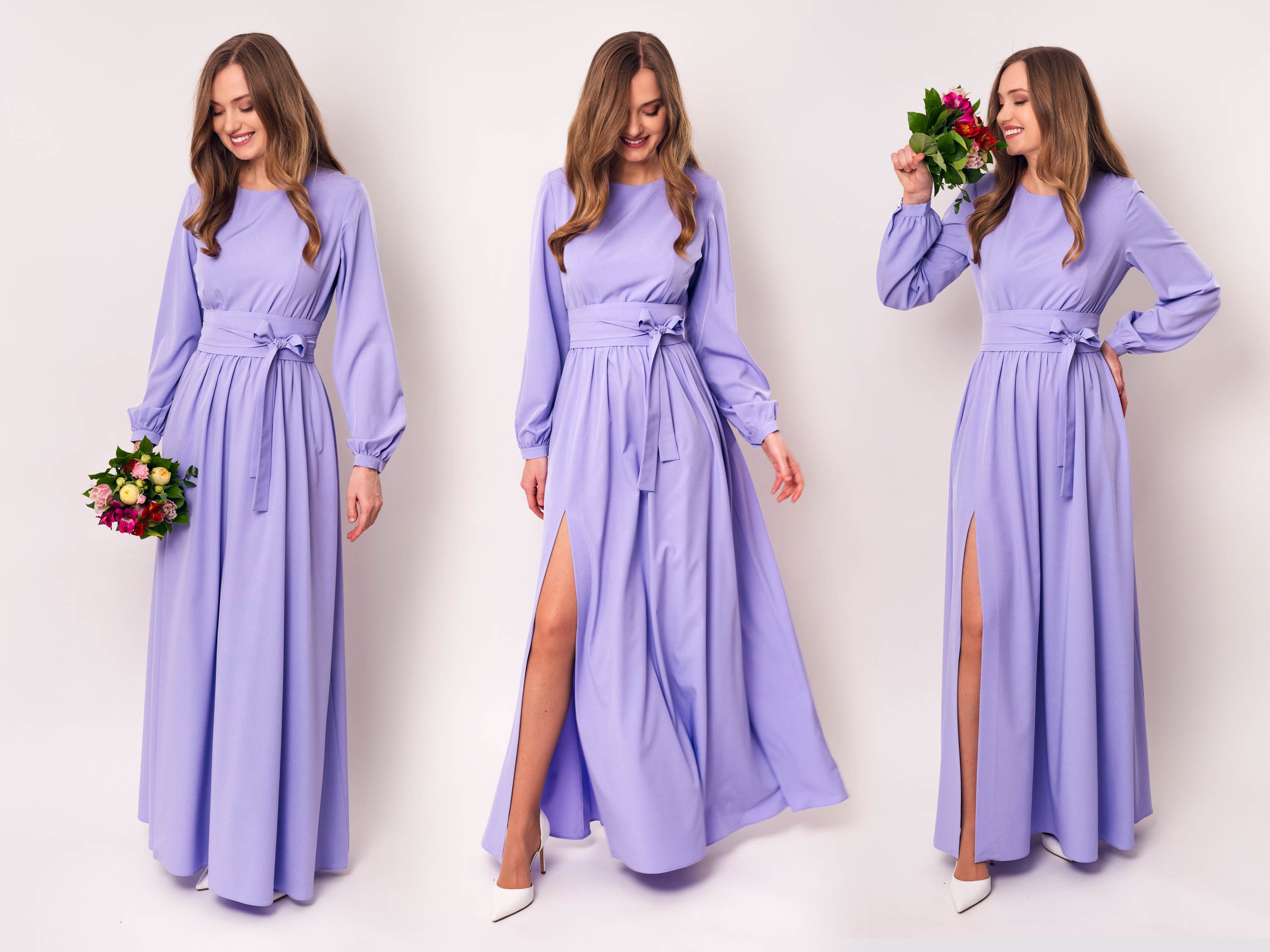 Purple long sleeve dress new arrivals