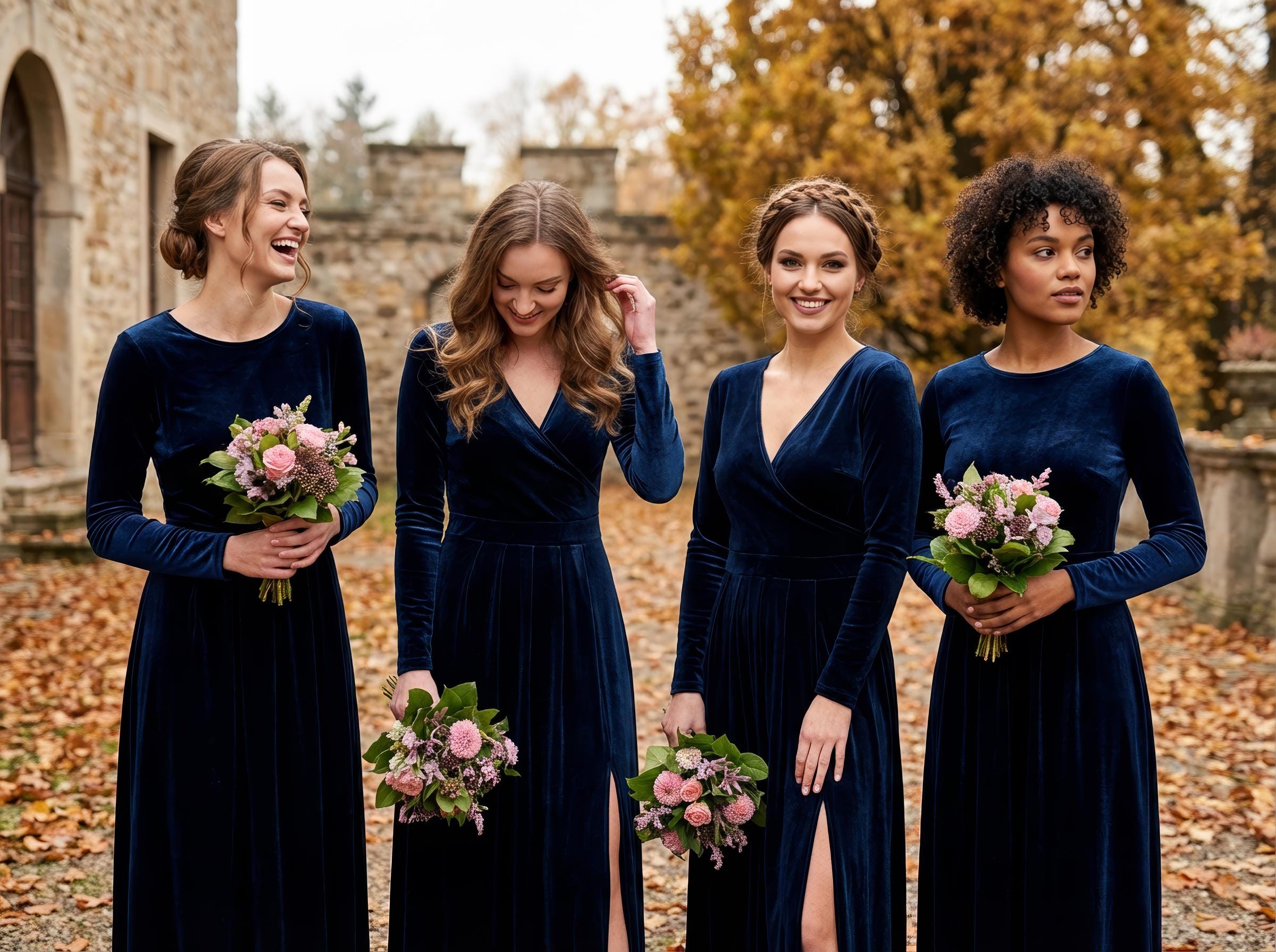 navy winter bridesmaid dresses Azazie Maksim