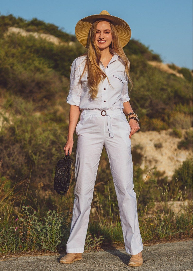 White Cotton Jumpsuit