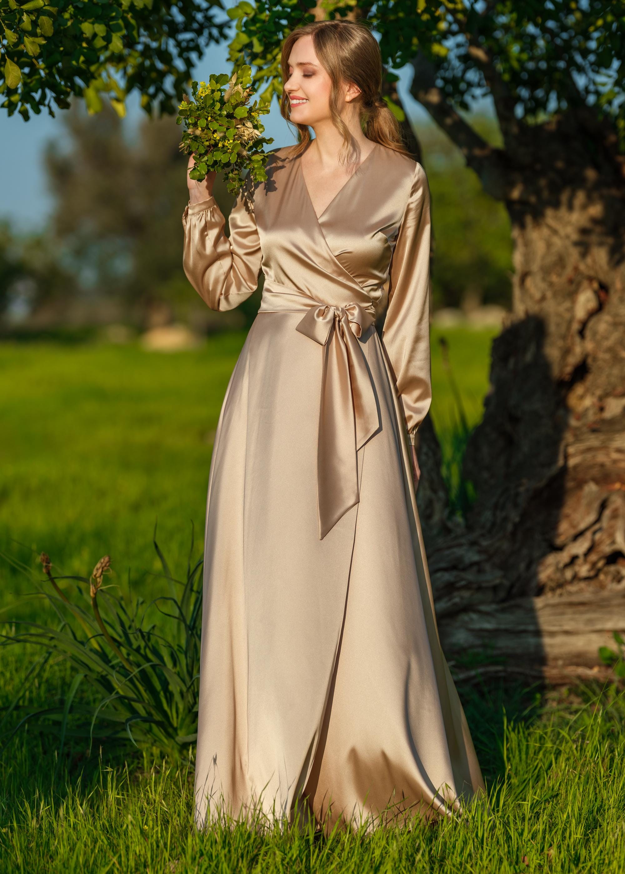 Silk dress | Champagne gold dress | Bridesmaids dress | Wedding guest dress | Wrap Silk dress | Formal dress | Evening gown | Prom dress Silk dress | Champagne gold dress | Bridesmaids dress | Wedding guest dress | Wrap Silk dress | Formal dress | Evening gown | Prom dress