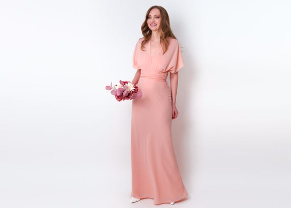 Blush Pink Chiffon Infinity Bridesmaid Dress Wedding Guest Dress Bridesmaids Dress Chiffon Long Dress Convertible Dress Evening Dress Etsy Canada