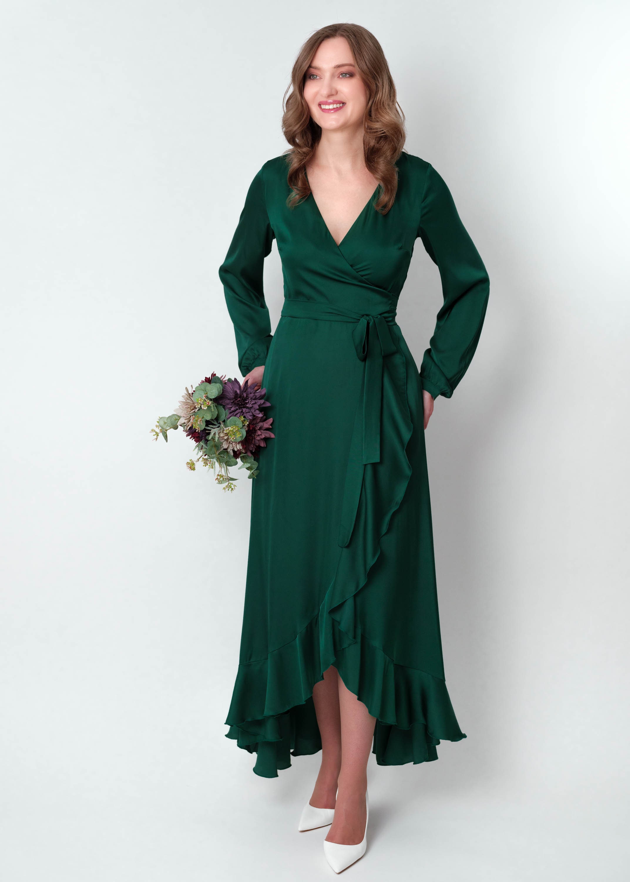 Dark Green Dress, Silk Dress, Wrap Dress, Bridesmaid Dress, Wedding Guest  Dress, Women Dress, Maxi Dress, Evening Dress,long Dress,plus Size - Etsy