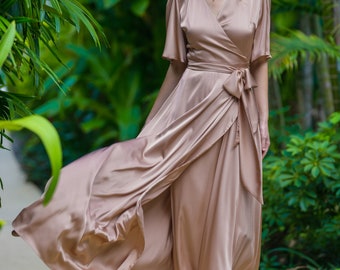 kali formal satin wrap dress KALI Fitted Scoop Back Prom & Semi-Formal Dress main image 1