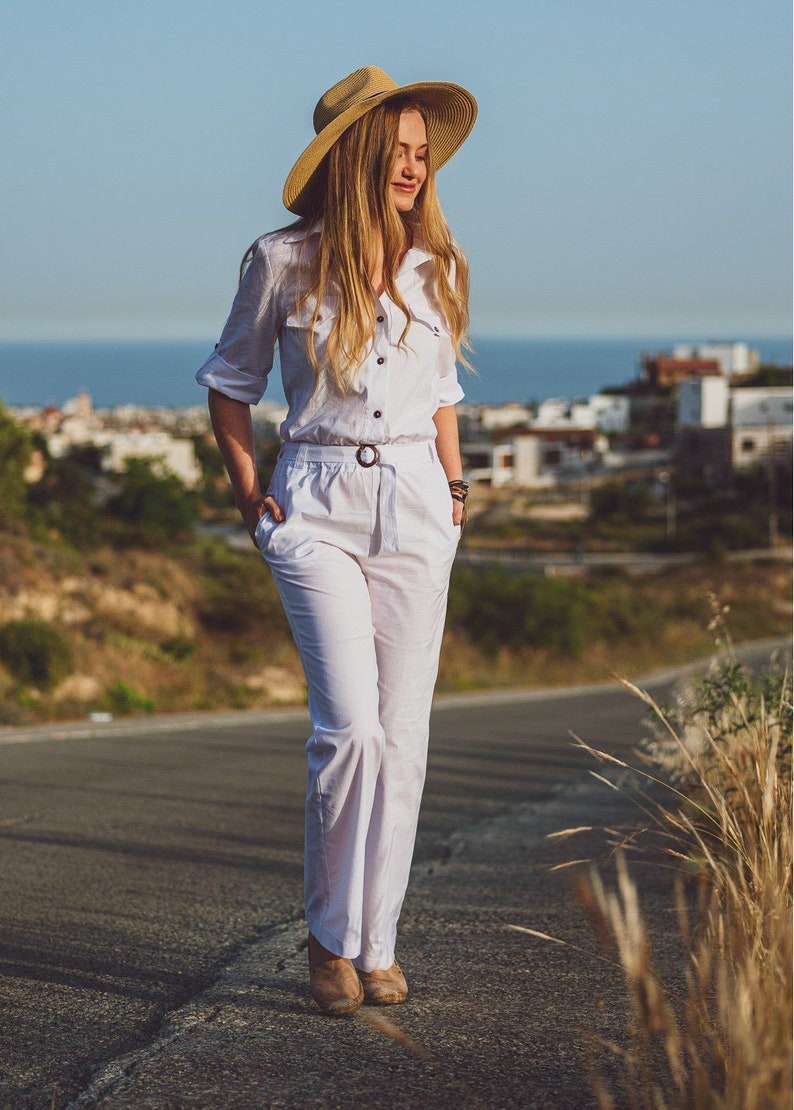 White Cotton Jumpsuit