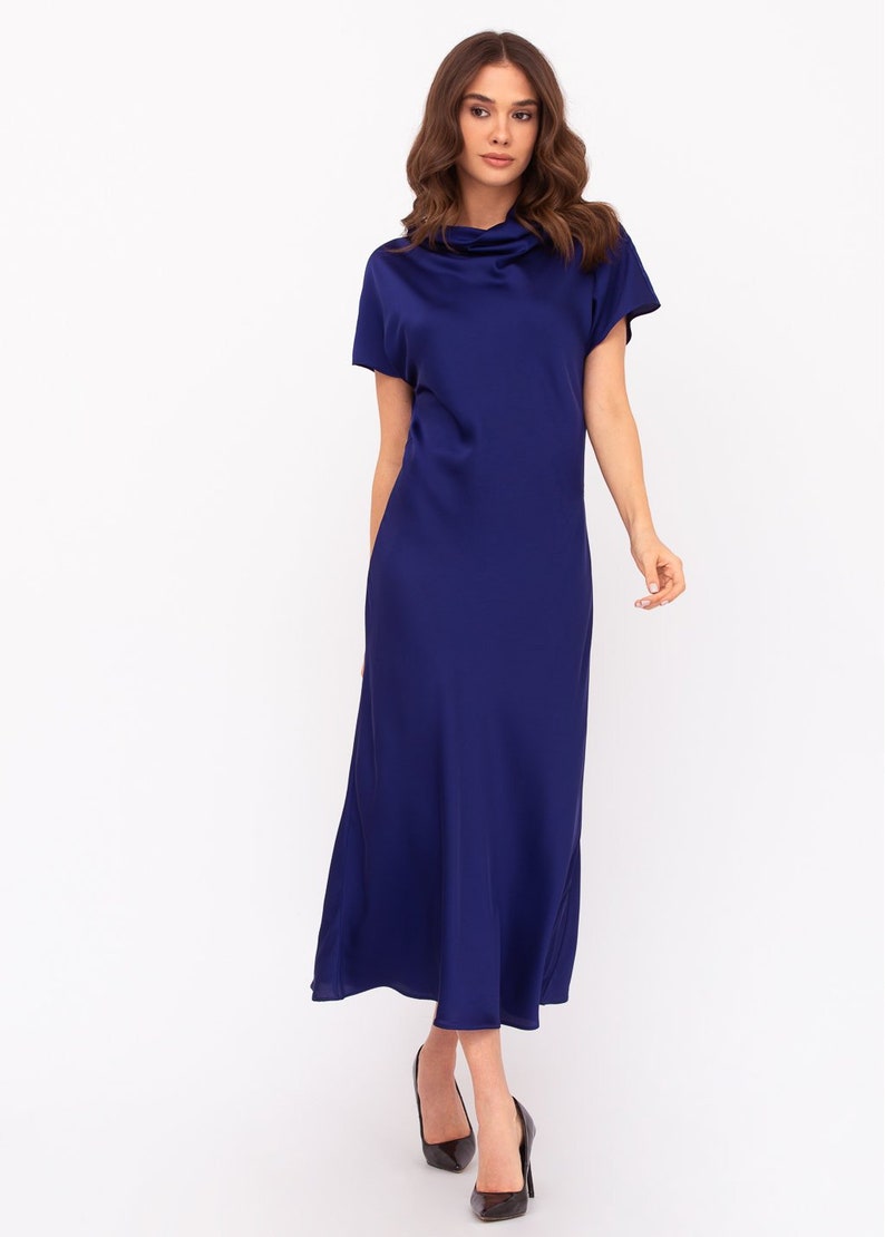 Satin Navy Blue Dress