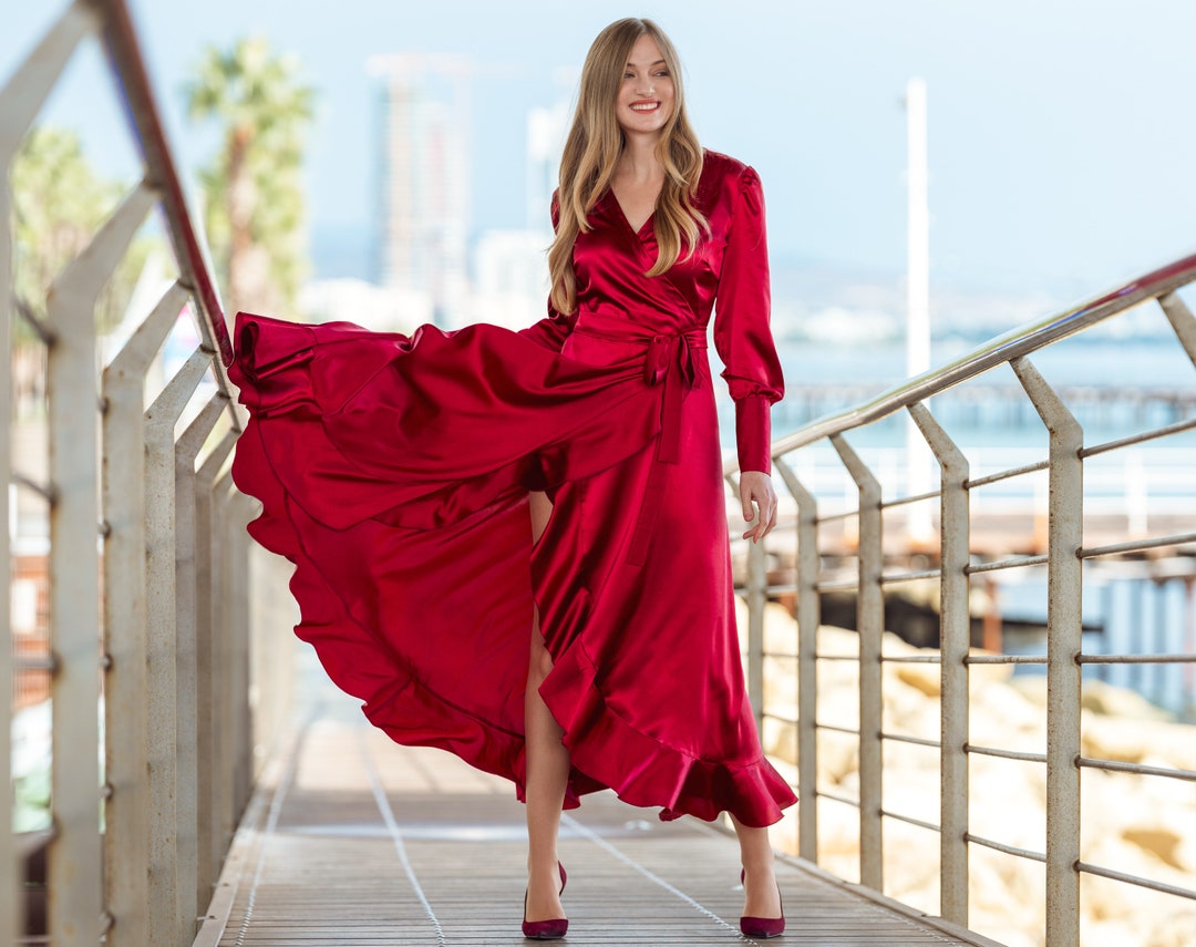 blue dress for baby girl Meghan Velvet Wrap Maxi Dress | Mulberry