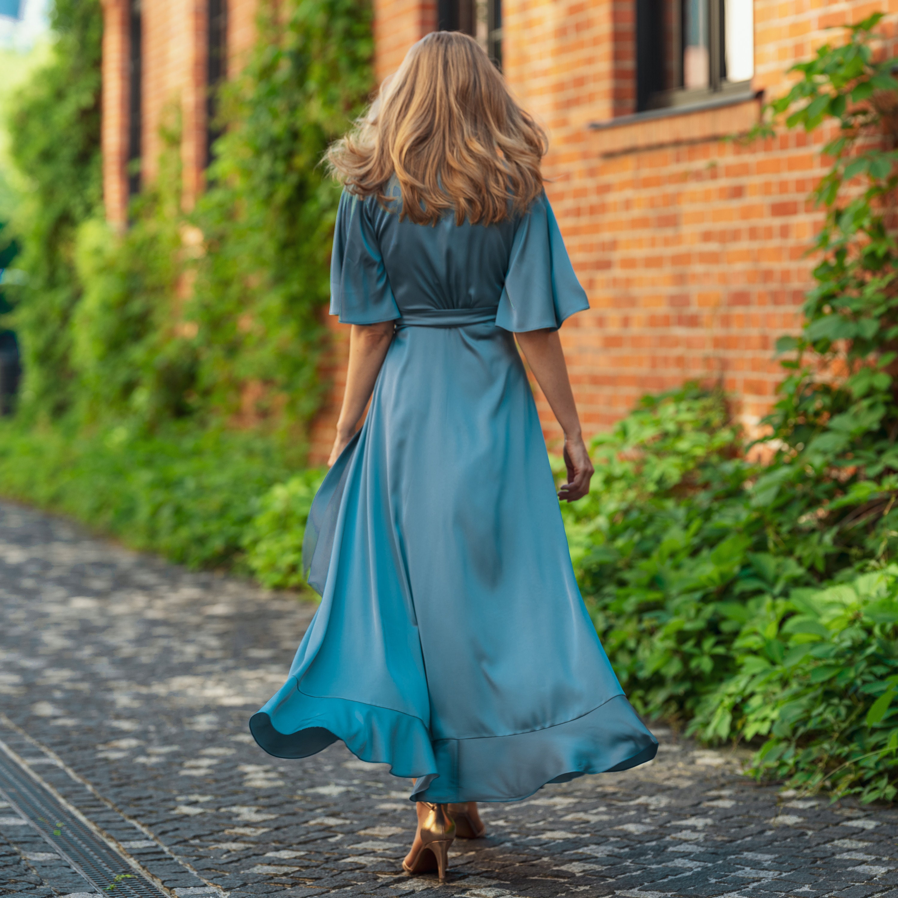 aqua blue silk dress Tina Holly Couture TE003 Aqua Blue Satin Silky Formal Dress Aqua / 2 AUS