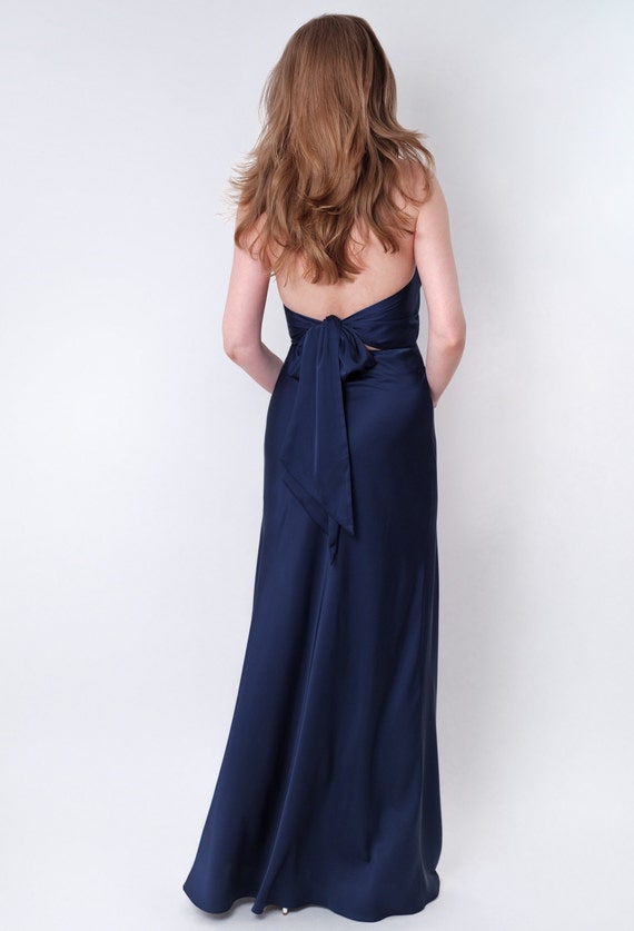 Navy blue open back dress cheap