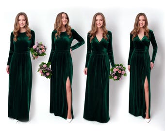 Vestito Natalizio Donna In Velluto Rosso - Maniche Lunghe, Scollo A V, Stampa Festiva, Per Feste E Serate Eleganti