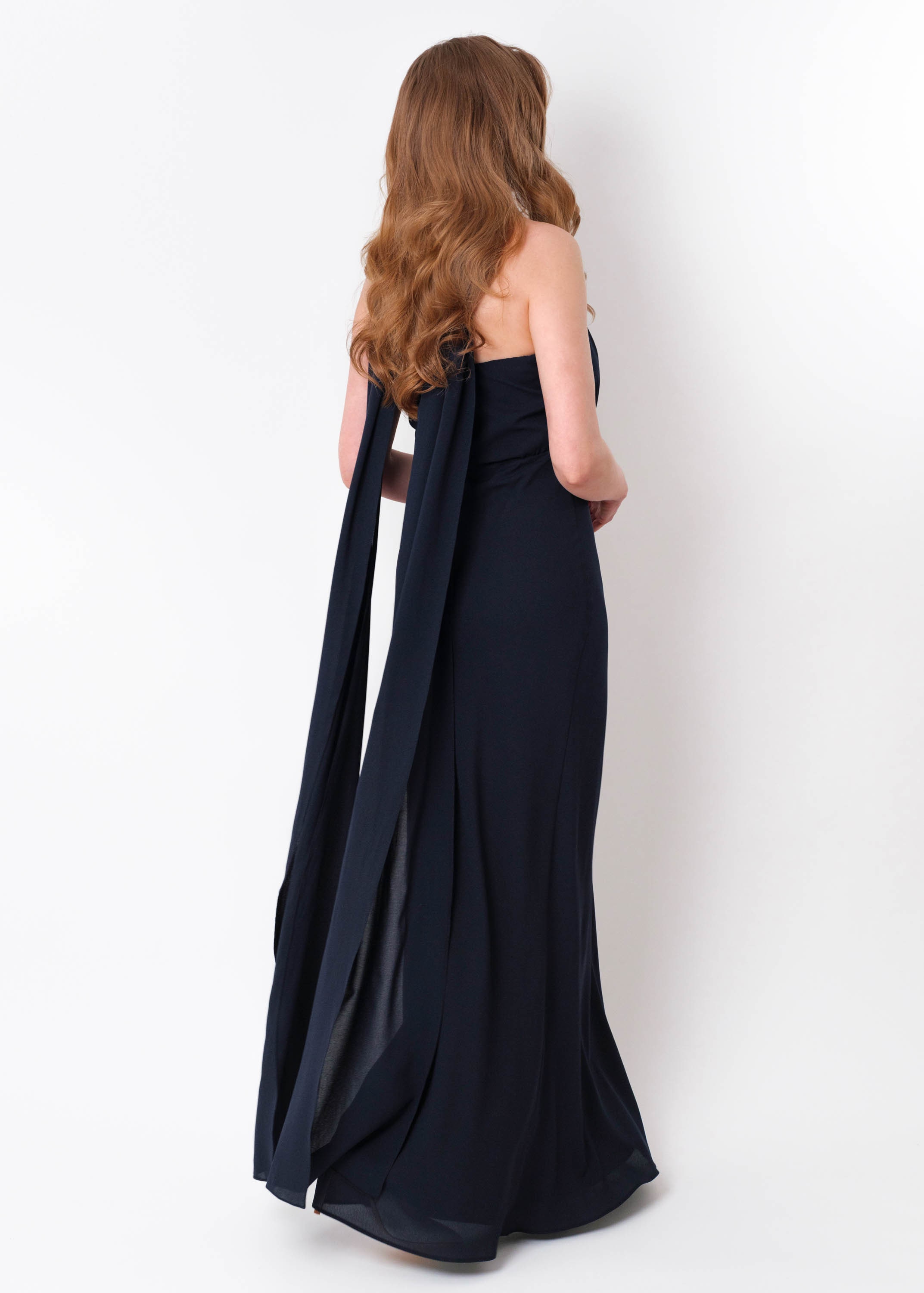 missguided navy bridesmaid dress Mermaid Wedding Gown with Mikado Corset and Convertible Overskirt  Long Sleeves Wedding Dress with High Neck Plus Size
