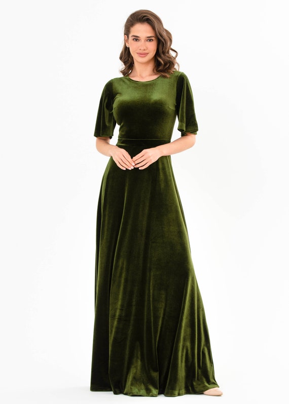 French Meadows Chartreuse Velvet Dress Olive Green Velvet Dress: Styles  Long, Slit, Wrap Wrap Slit, Bridesmaid Dress, Christmas, Fall Or Winter  Formal Gown