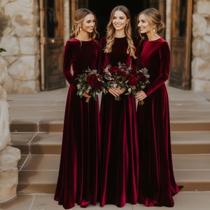 etsy velvet bridesmaid dress Red Velvet Bridesmaid Dress