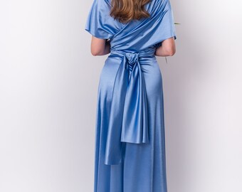 Sky blue luxury satin infinity dress, bridesmaid dresses, bridesmaid infinity dress, silk infinity dress, wrap dress, Maid of Honor dress Sky blue luxury satin infinity dress, bridesmaid dresses, bridesmaid infinity dress, silk infinity dress, wrap dress, Maid of Honor dress