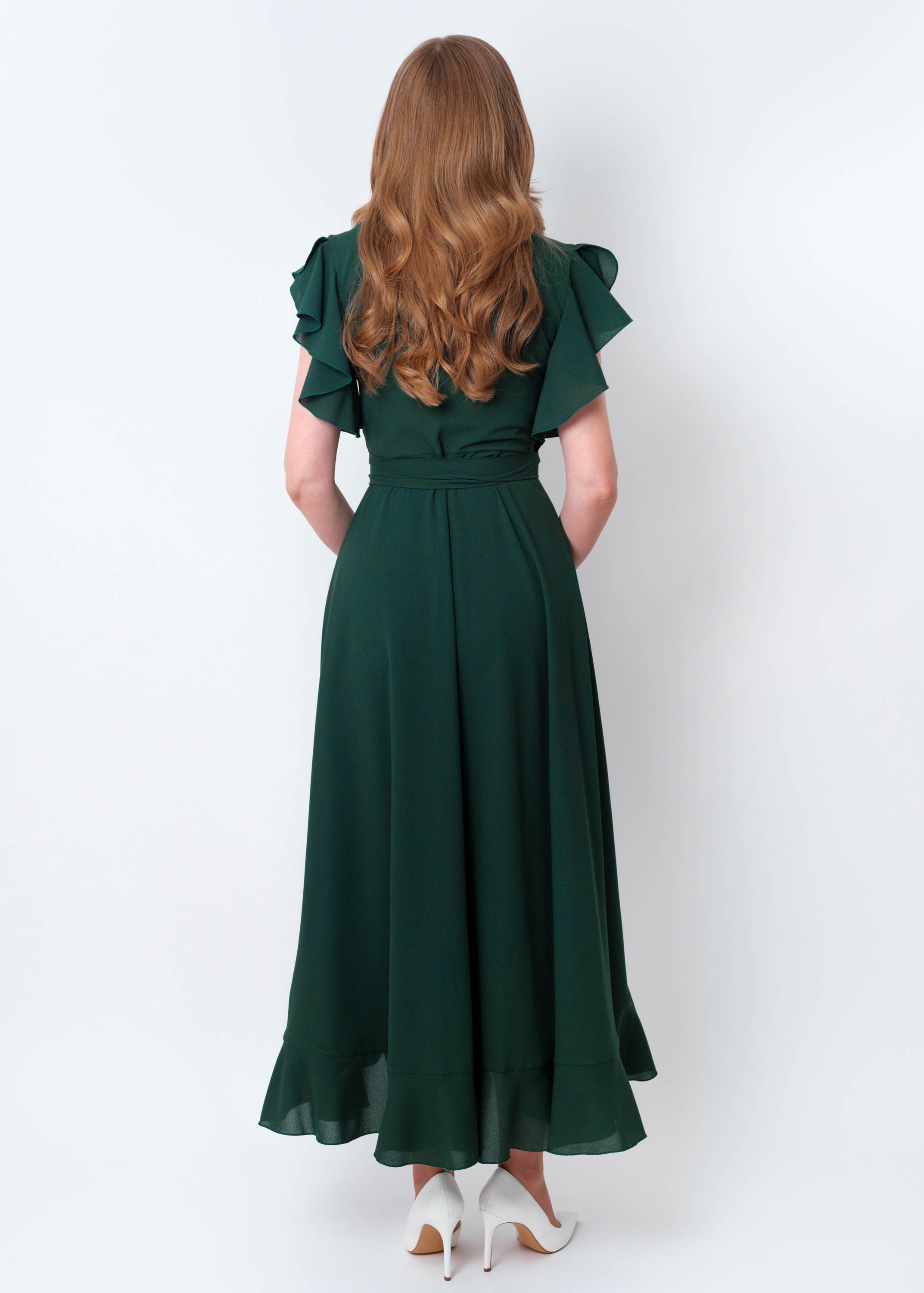 Dark Green Chiffon Bridesmaid Dress, Wedding Guest Dress, Bridesmaids Dress,  Chiffon Long Wrap Dress, Evening Dress, Formal Chiffon Dress - Etsy