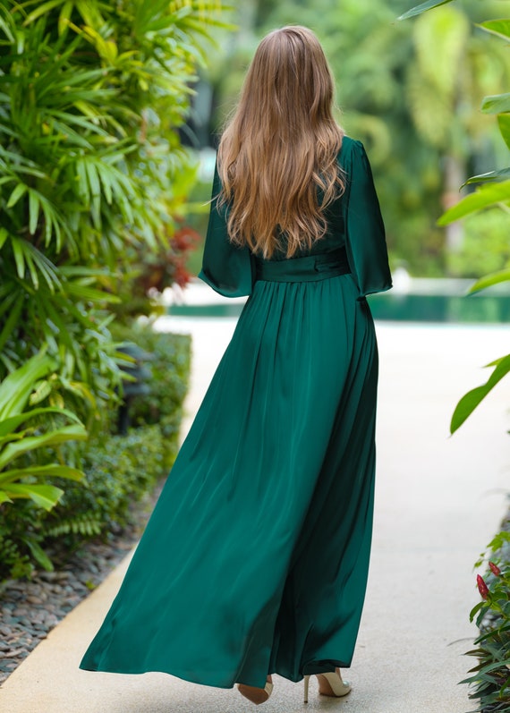 slim fit dress slacks Aurea Slinky Jersey Strapless A-Line Midaxi Dress in Emerald Green