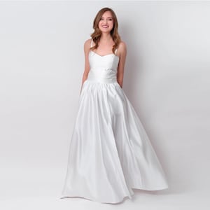 White slit satin dress, long satin dress, bridesmaid dress, wedding dress, women dress, maxi dress, evening dress, silk dress
