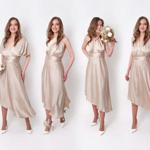 champagne multiway dress reviews Made in USA Beige Champagne Infinity Dress Bridesmaid Convertible Dress