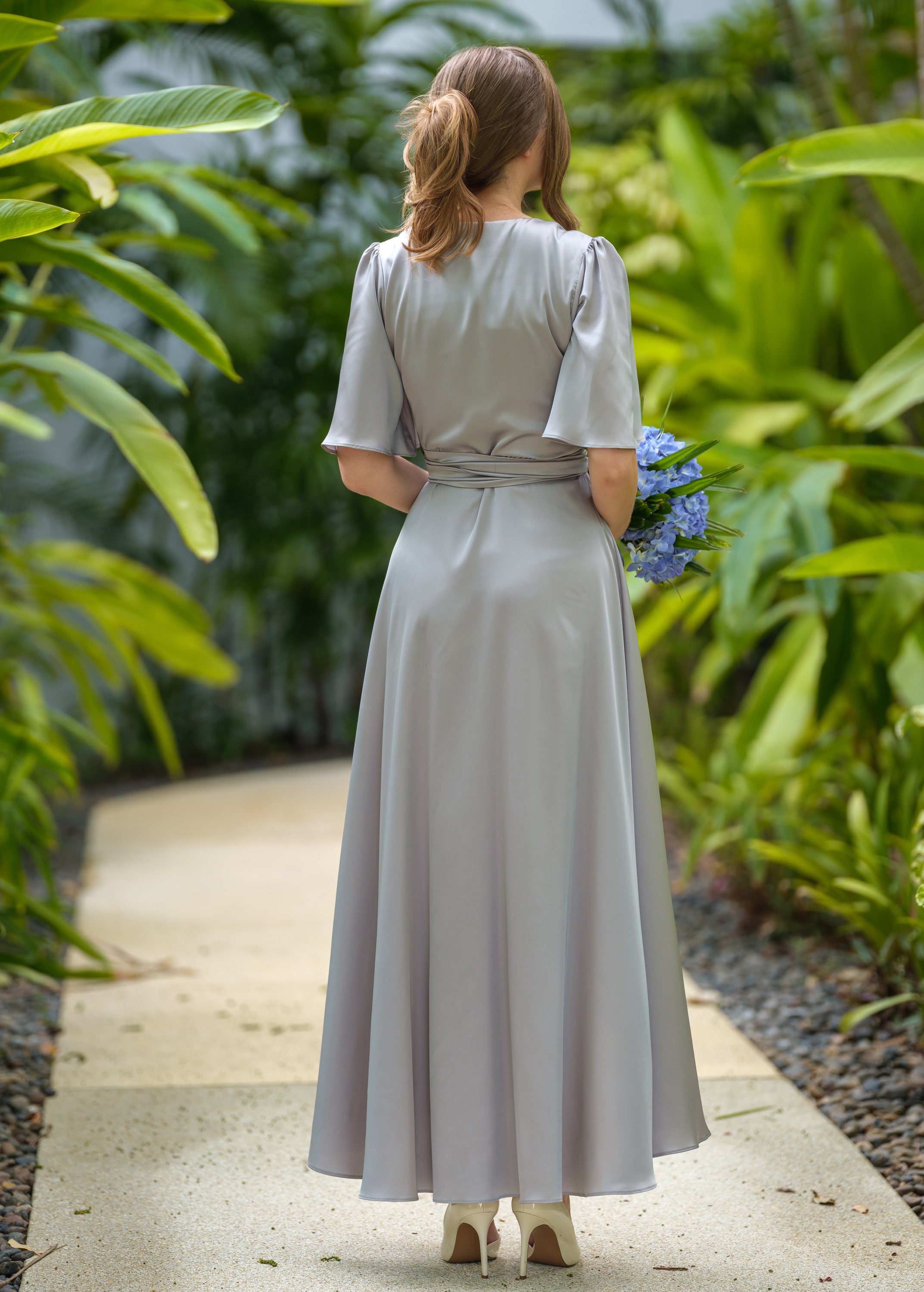silk grey dress grey satin dress Grace Loves Lace Silky Satin Midi Olive-parroquiadesanalbertomagno.com