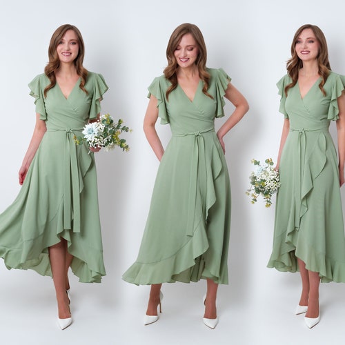 chinese dress ladies A-Line Floor Length Chiffon Bridesmaid Dress COCOMELODY CB0714, Daffodil main image 0