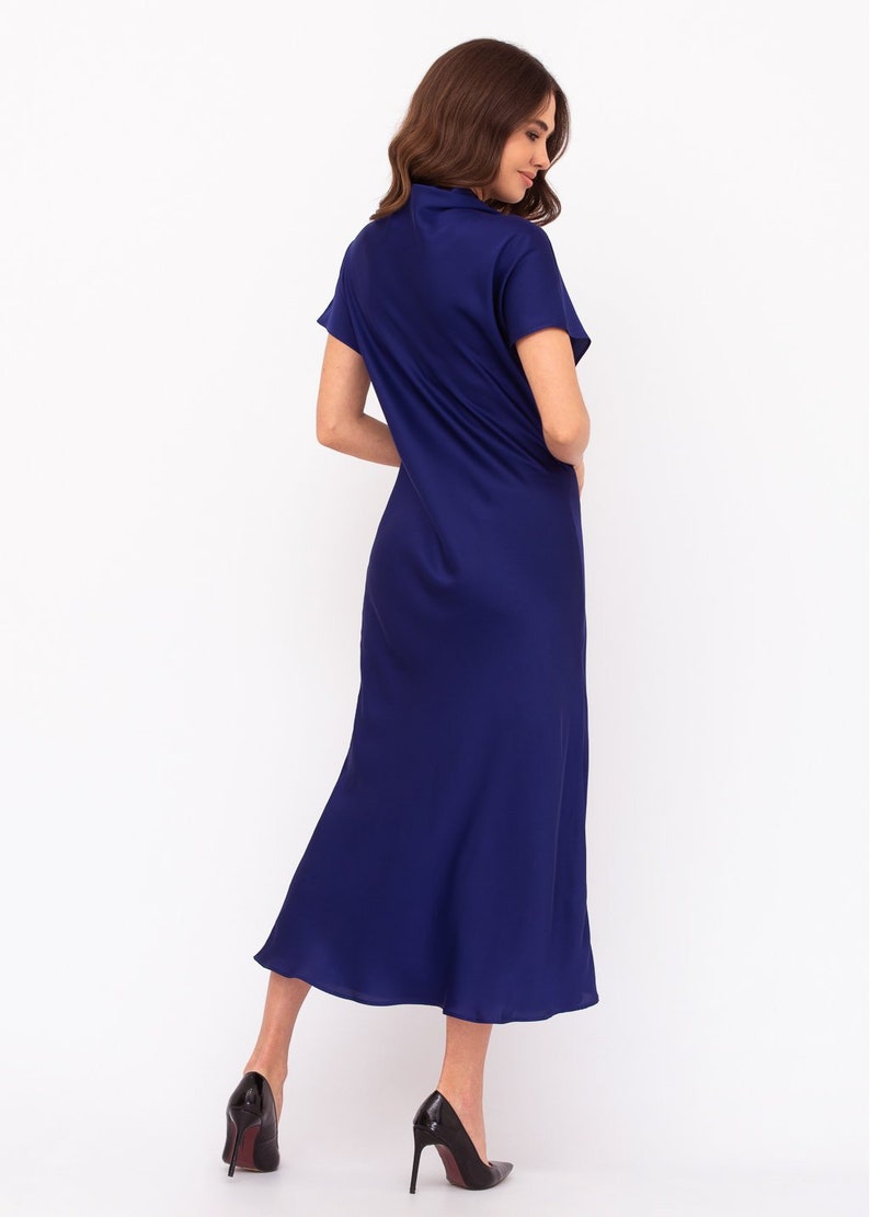 Satin Navy Blue Dress