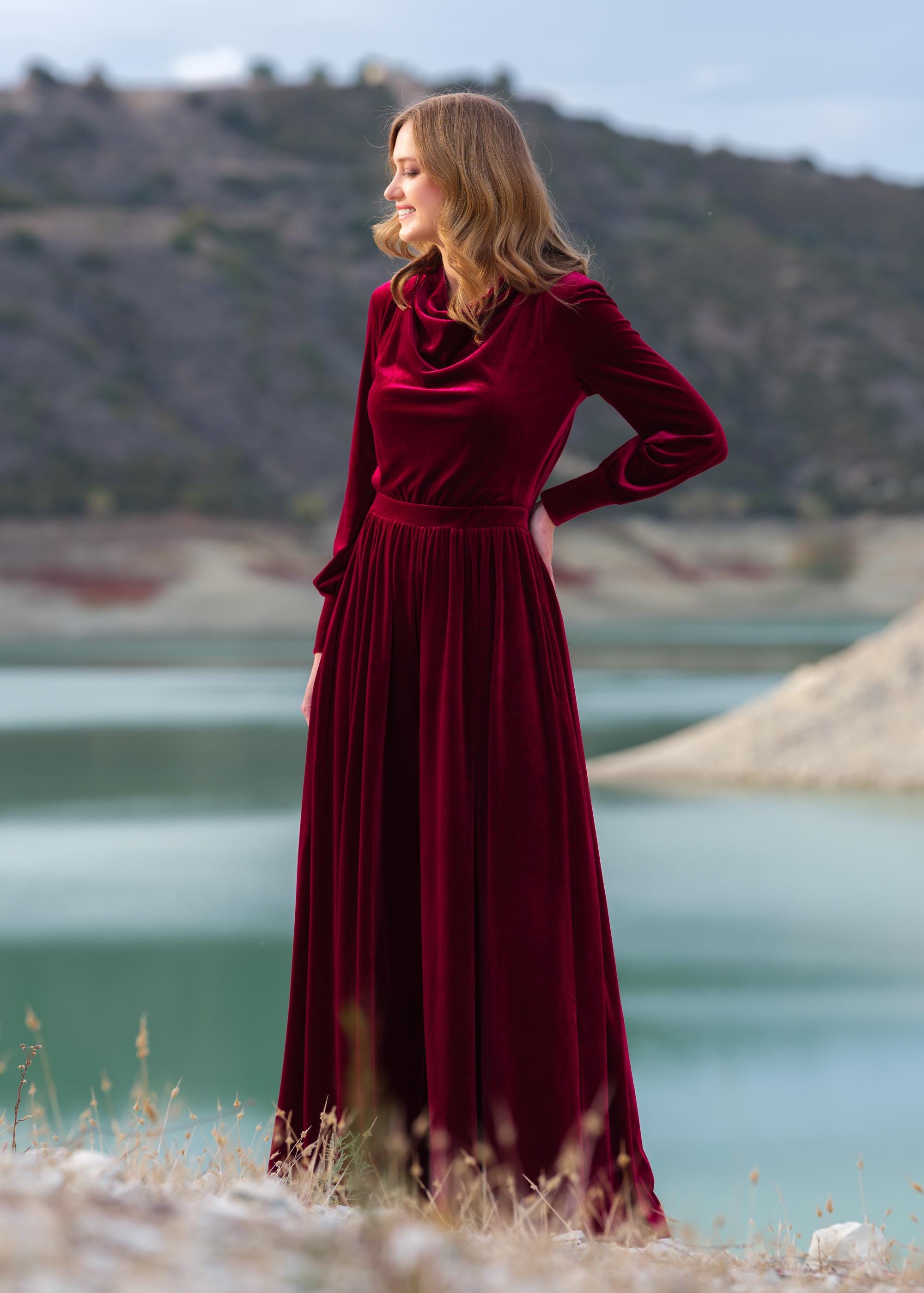 overall dress burgundy Carina Maxi Dress