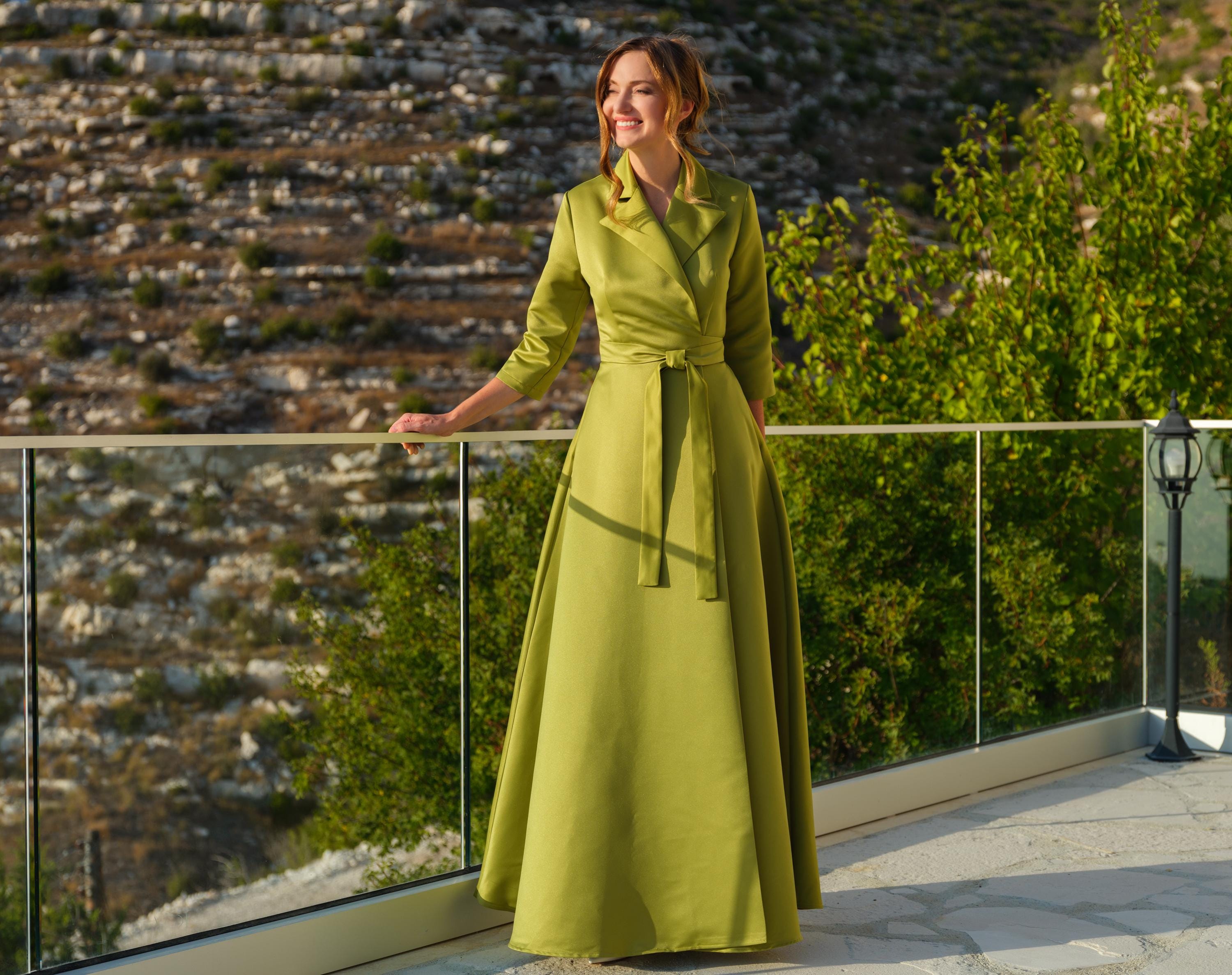 Olive wrap satin dress, wrap dress, bridesmaid dress, wedding guest dress, women dress, maxi dress, evening dress, long dress Olive wrap satin dress, wrap dress, bridesmaid dress, wedding guest dress, women dress, maxi dress, evening dress, long dress