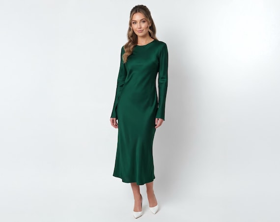 bias cut long sleeve dress Dark Green Silk with Sleeves The deep V Shoe size:3.5 Kyra maxi Girls Rainbow Nightgown with Stars Saltwater Ivory Satin Maxi