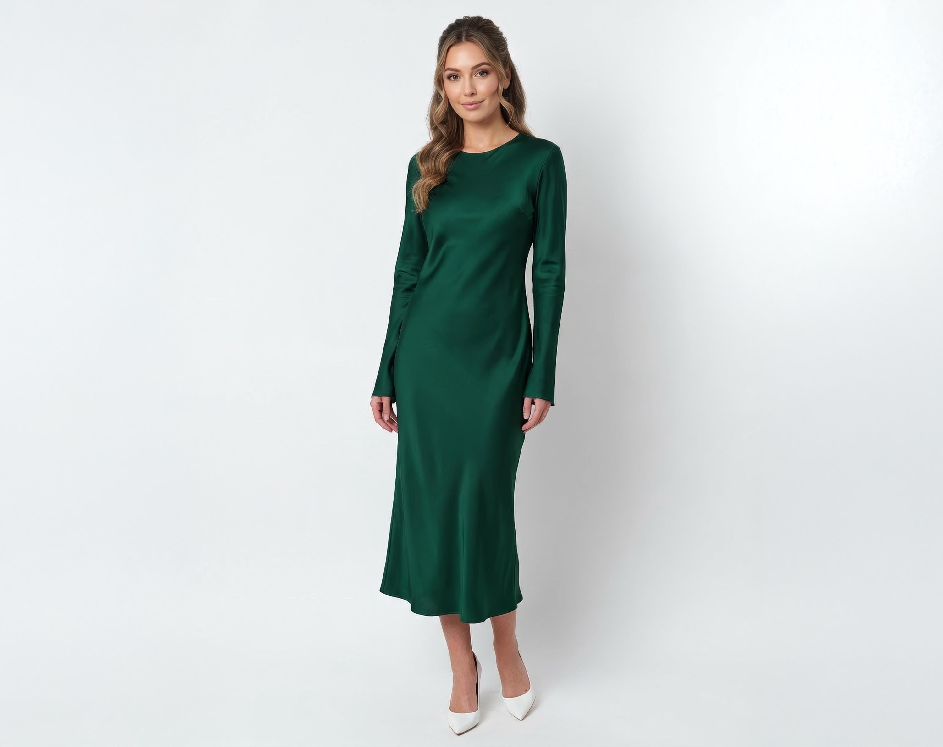 Jupe droite en jean vert foncé femme
