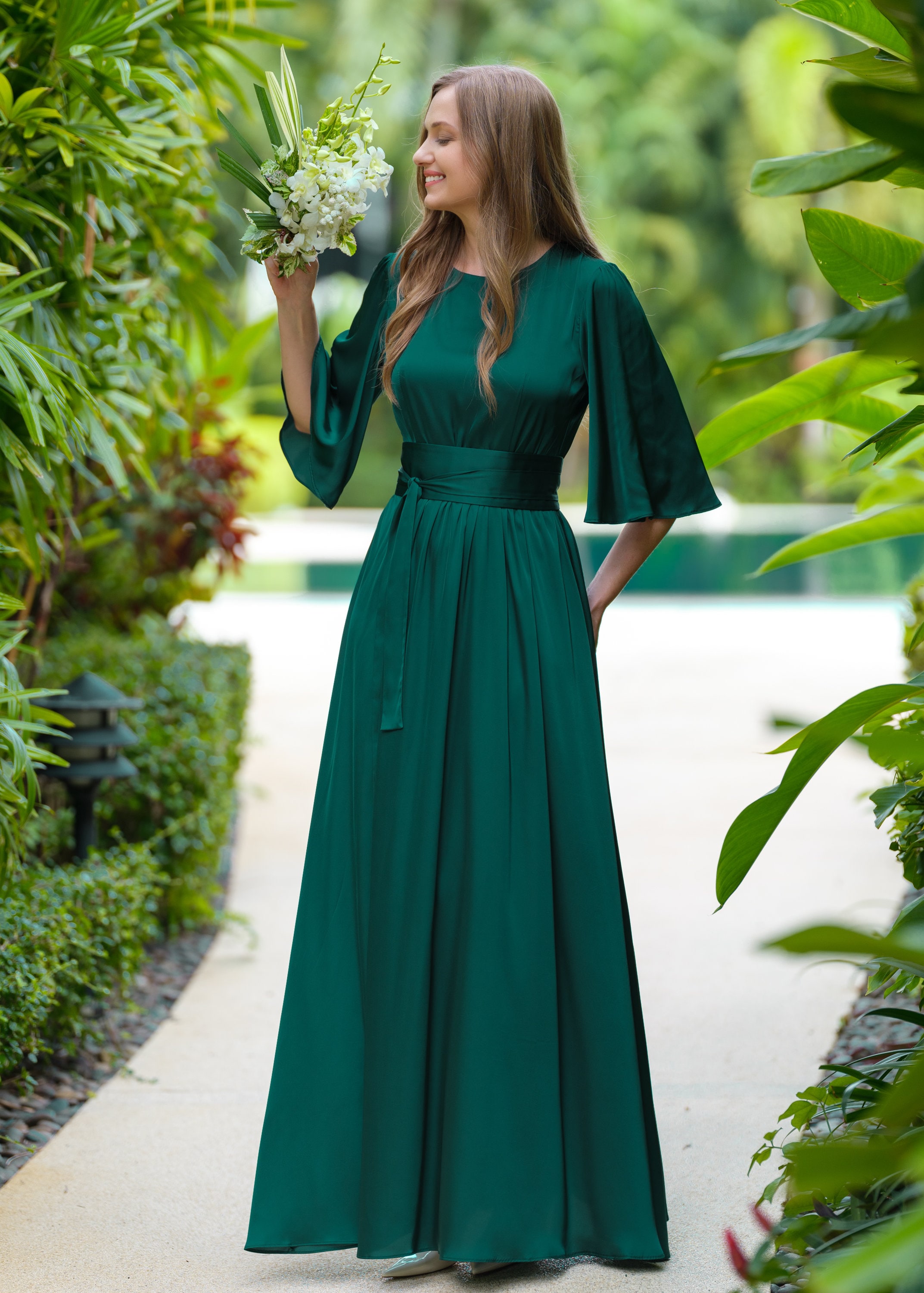 Dark green maxi halter summer party dress 5172 Dark green maxi halter summer party dress 5172