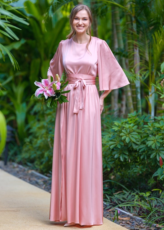 slim fit dress slacks Women's Meadow Muse Floral Midi Dress in Blush/Green