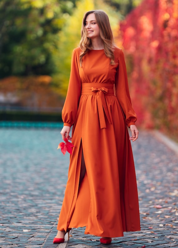 Rust Dresses, Sunset Orange Fashion