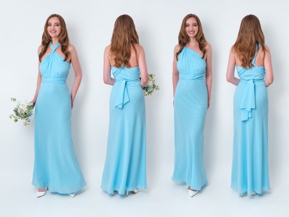 Blue dress chiffon deals